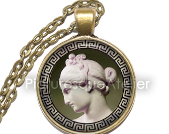 EUNOMIA Necklace, Goddess of Law, Goddess of Legislation, Goddess of Green Pastures, Greek, Mythology, Glass Pendant, Keyring