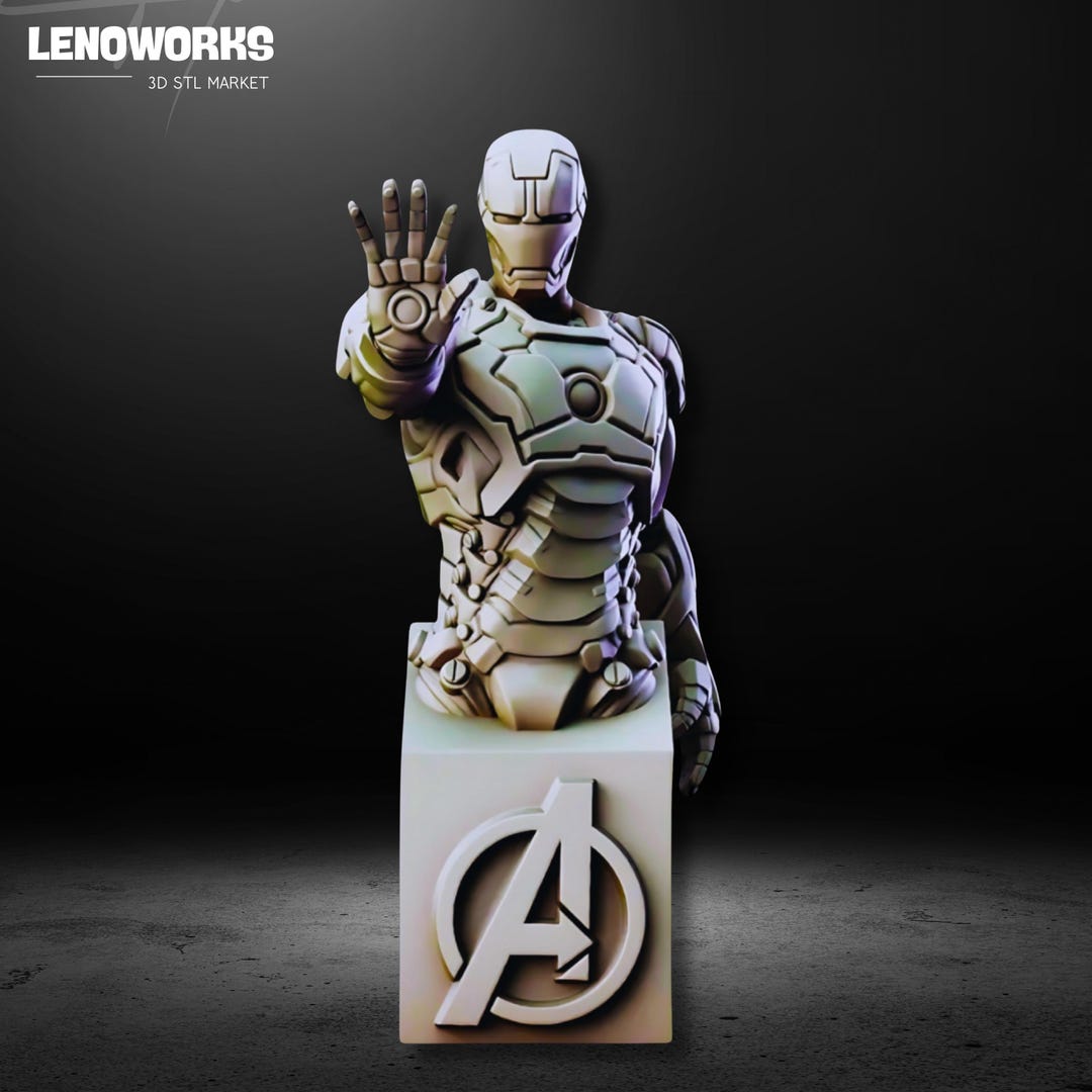 Iron Man Bust, Marvel Stl File 3D Printing, Iron Man Bust Stl 3D Model ...