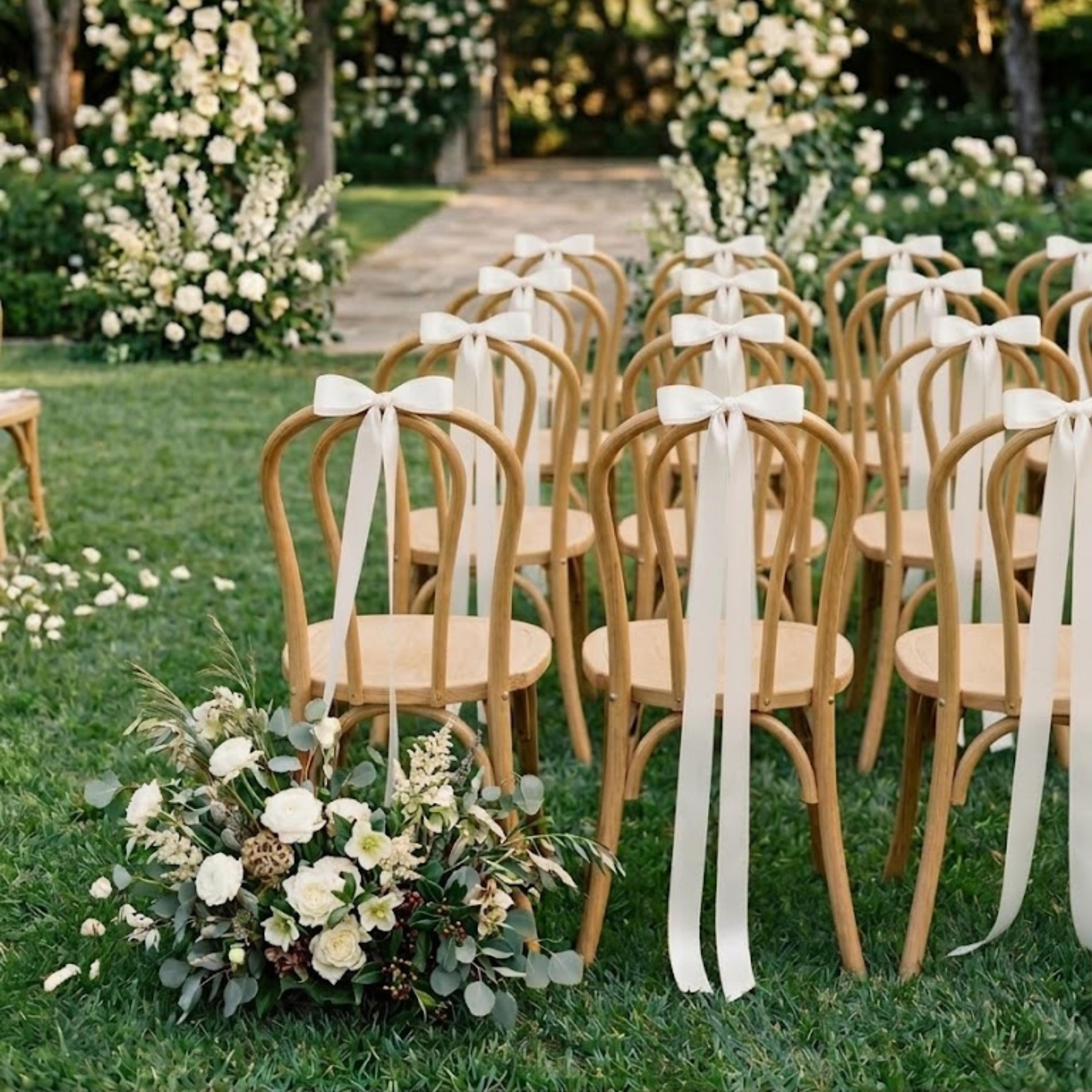 Lot De 6 Nœuds De Chaise Prune Lavander - Satin 5 Pouces, Déco Mariage Allée