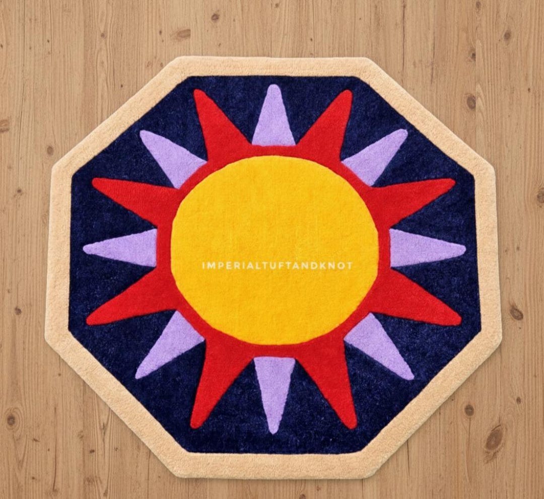 Modern Sun Rug Hand-tufted Wool Sun Rug – Modern Octagon Accent Rug - Etsy