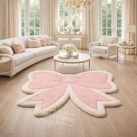 Bow Classroom Rug Handmade Pink Bow Wool Rug, Plush Kawaii Nursery Decor - Etsy