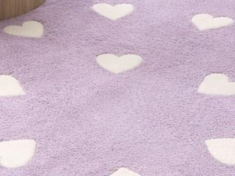 Lavender Heart Hand-Tufted Rug – Scalloped Pastel Round Carpet for Bedroom, Nursery Decor image 9