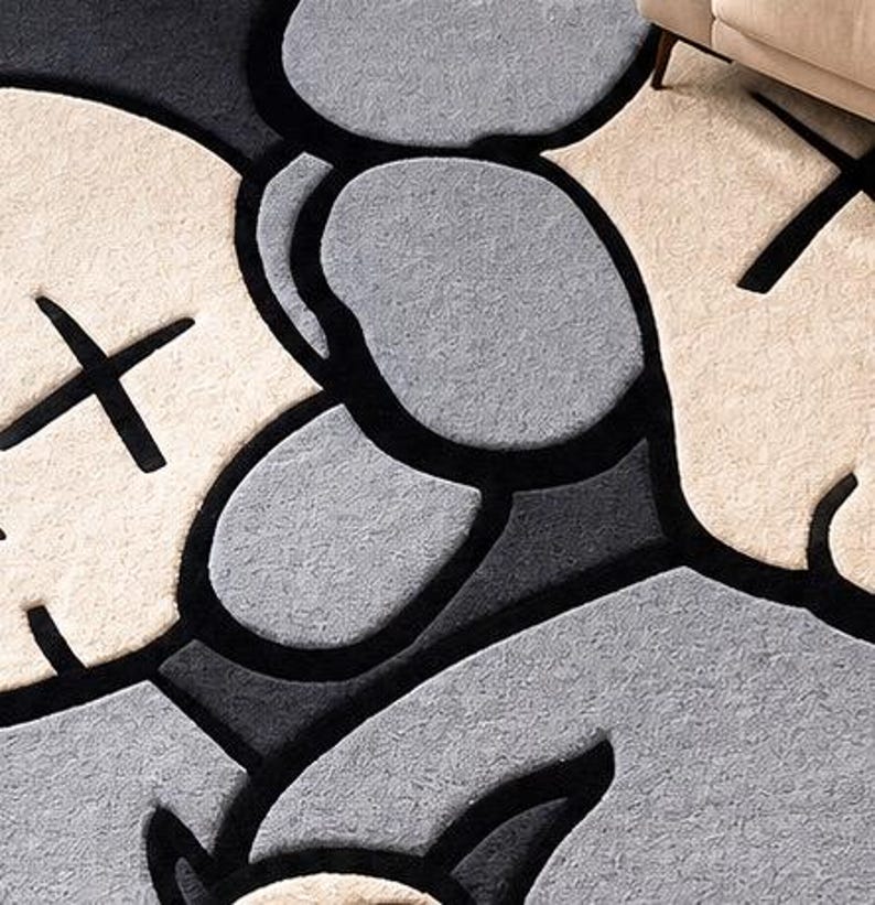 Hand Tufted KAWS Inspired Rug, Modern Abstract Area Rug, Custom Tufted Carpet, Designer Living Room Rug, Streetwear Home Decor, imagen 4