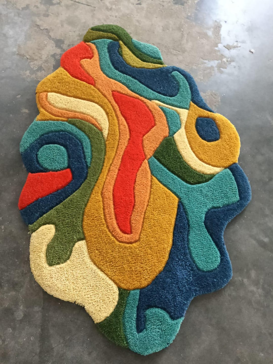 Abstract Hand Tufted Rug, Modern Colorful Area Rug, Tufted Wool Rug ...