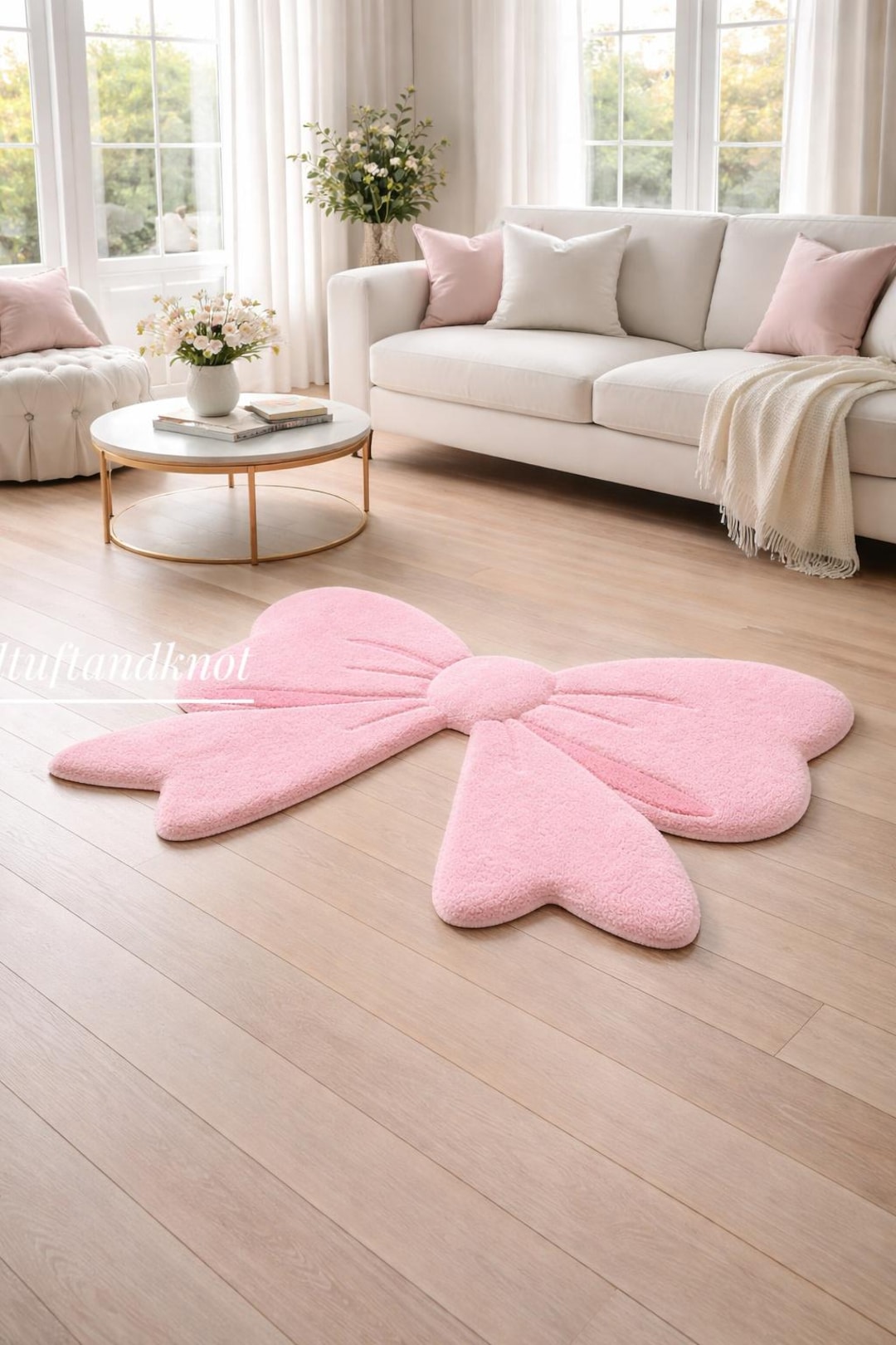 Pink Bow Hand-tufted Rug, Coquette Aesthetic Rug, Cute Bow Area Rug ...