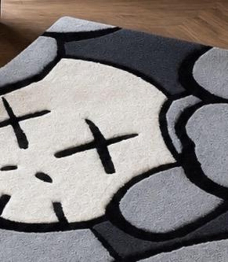 Hand Tufted KAWS Inspired Rug, Modern Abstract Area Rug, Custom Tufted Carpet, Designer Living Room Rug, Streetwear Home Decor, imagen 2