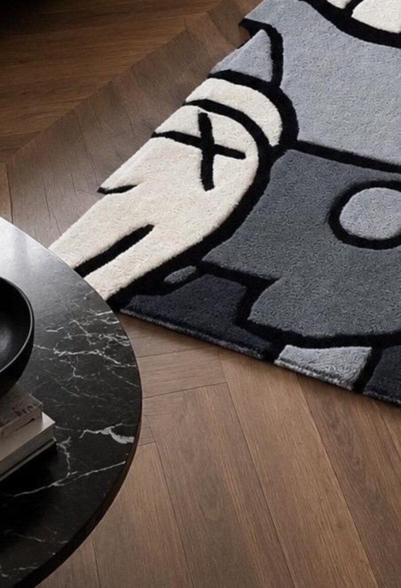 Hand Tufted KAWS Inspired Rug, Modern Abstract Area Rug, Custom Tufted Carpet, Designer Living Room Rug, Streetwear Home Decor, imagen 6