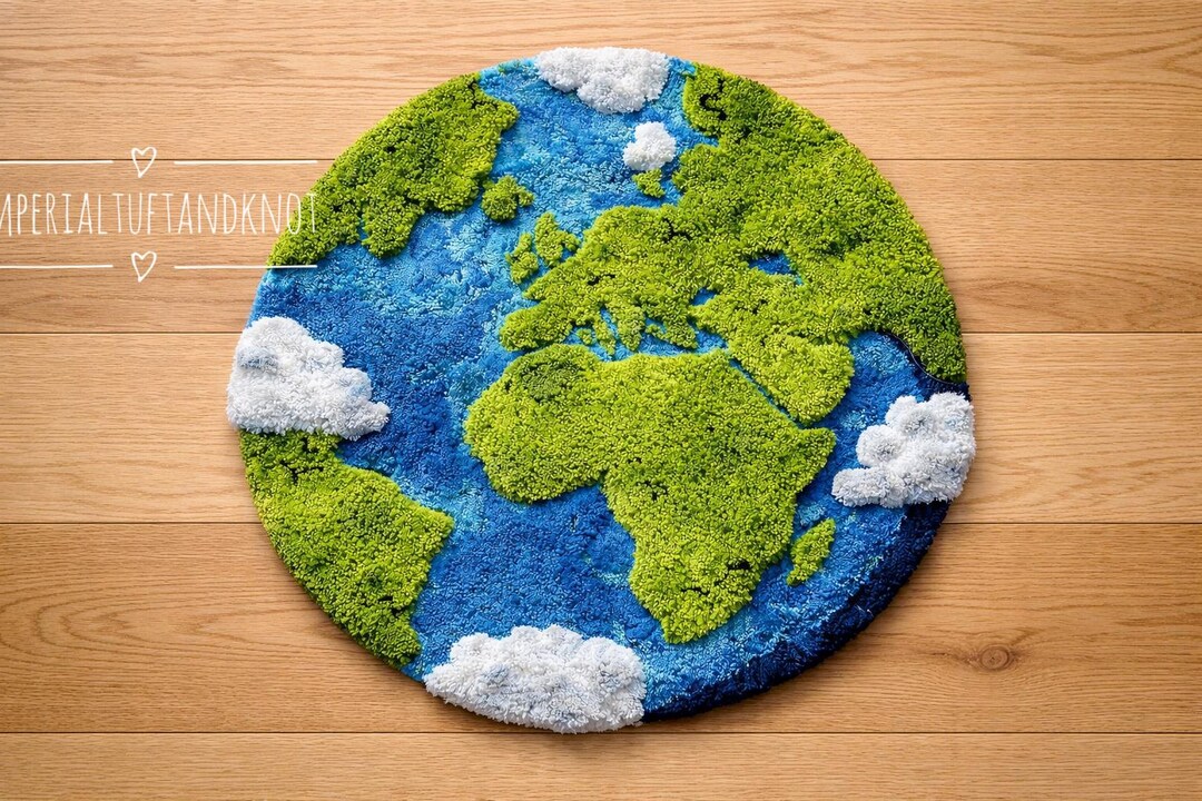 Hand-tufted Earth Globe Rug, Kids Nursery Playroom Decor - Etsy