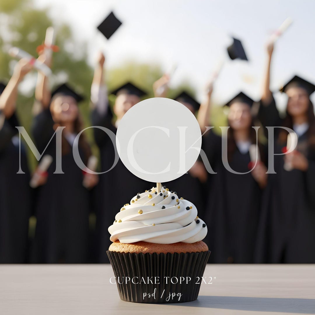 Cupcake Topper Mockup, Graduation Themed, 2x2