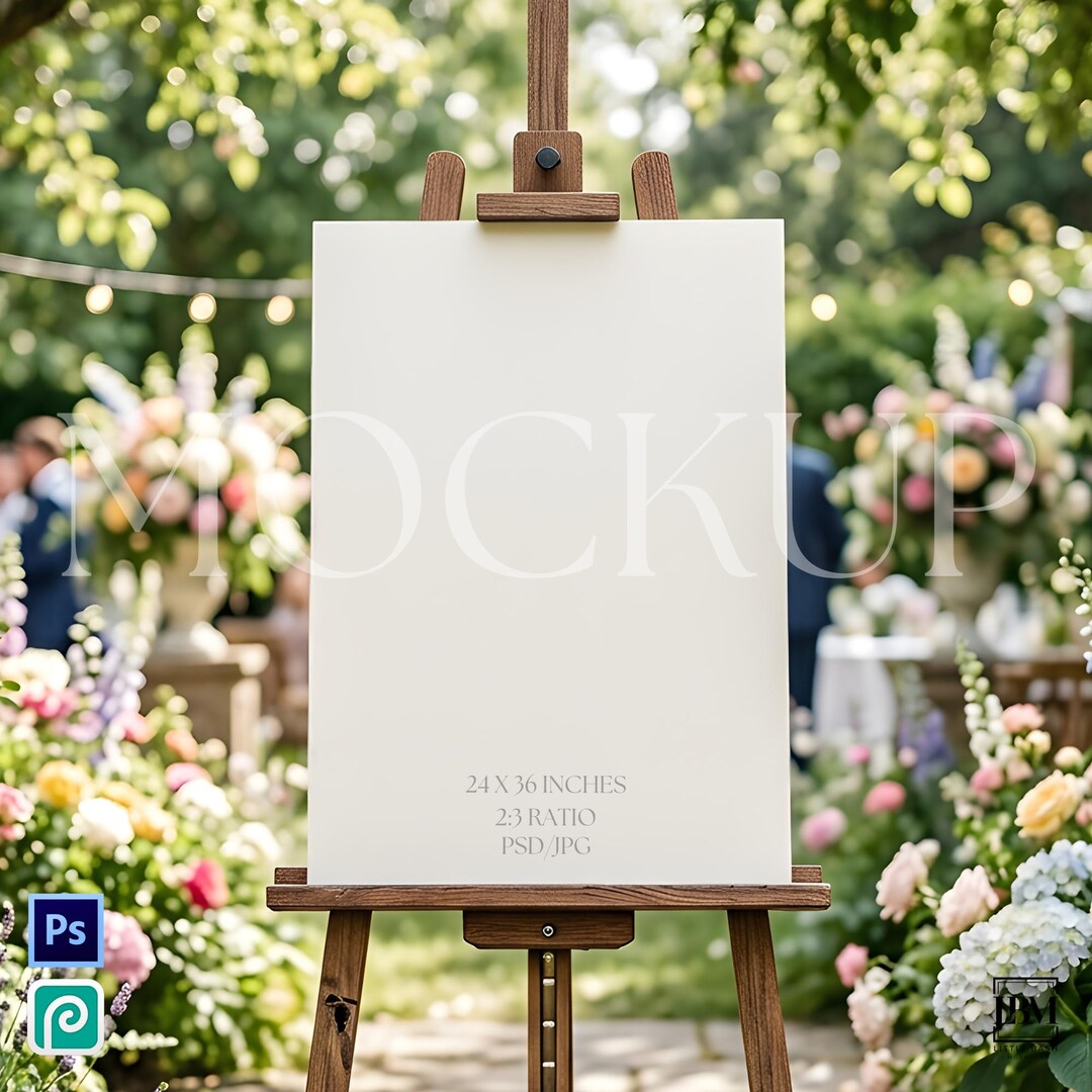 Welcome Sign Mockup 24x36, Wedding Sign Mockup, Garden Party Sign ...