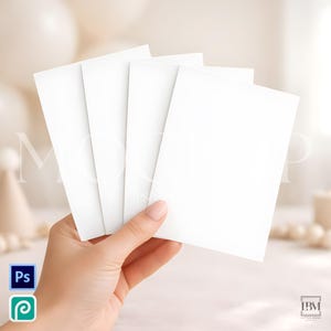 Four Cards Mockup, 4 Card Set Mockup, Baby Shower Game Cards Mockup, Editable Greeting Card Mockup, Neutral Card Mockup, Smart Object