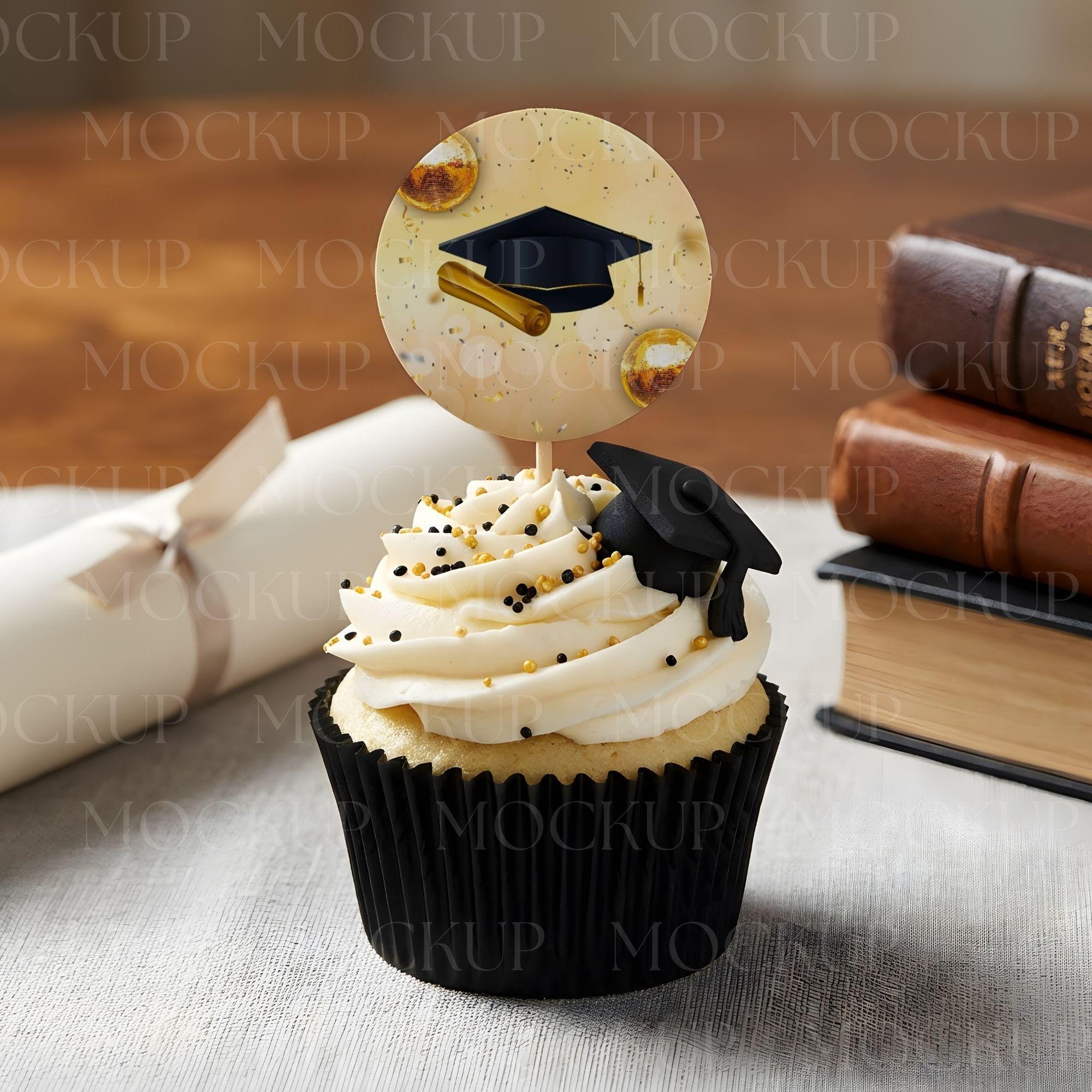 Graduation Cupcake Topper Mockup, 2x2 Inch Round PSD Smart Object - Etsy
