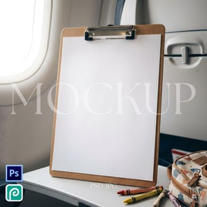 Kids Worksheet Mockup 8.5x11 US Letter Paper, Wooden Clipboard Mockup,  Coloring Page Mockup,  Activity Sheets Smart Object PSD