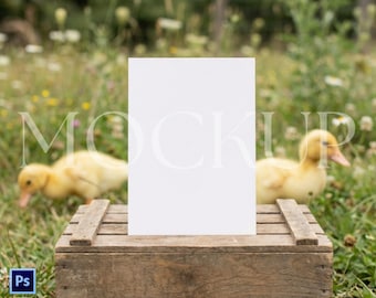 Invitation Mockup Duck Themed  for Baby Shower, Birthday or Wedding, Invitation Mockup 5x7", PSD Smart Object JPG PNG