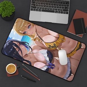 Alfombrilla de escritorio Anime Waifu, ratón para juegos, ordenador japonés, protector de escritorio grande