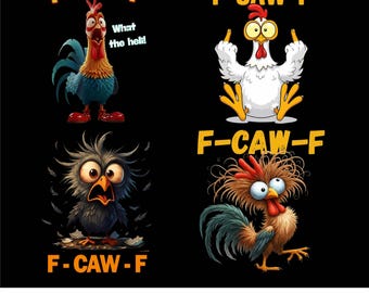トレンディな面白いF-Caw-FチキンバンドルPNG、面白い叫び声を上げる鶏のPNGミーム、農場の動物Png、F-CAW-Fミーム、F-Caw-Fチキンルースターミームクリップアート