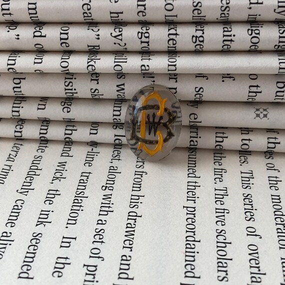 Vintage Initial Hand Painted Reverse Intaglio - image 4