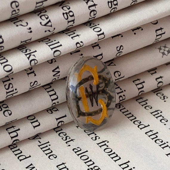 Vintage Initial Hand Painted Reverse Intaglio - image 3