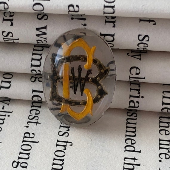 Vintage Initial Hand Painted Reverse Intaglio - image 1