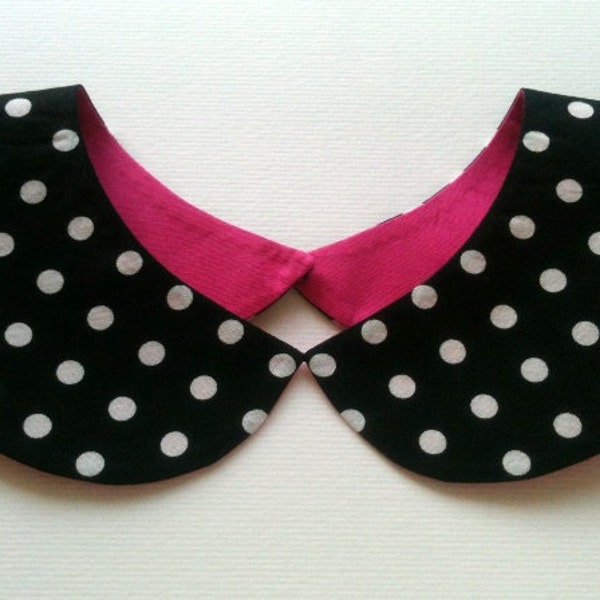 Black and White Polka Dot Handmade Detachable Peter Pan Collar Necklace / Must Have On Trend Summer Accessory / Col Claudine