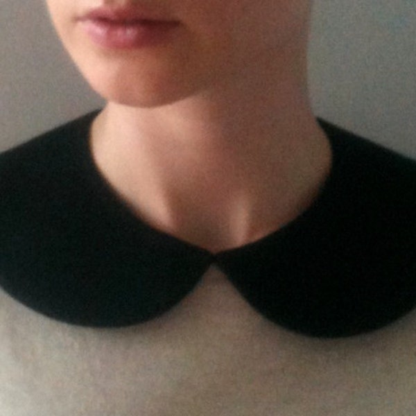 Plain and Simple Black Detachable Handmade Peter Pan Collar Necklace Must Have Col Claudine
