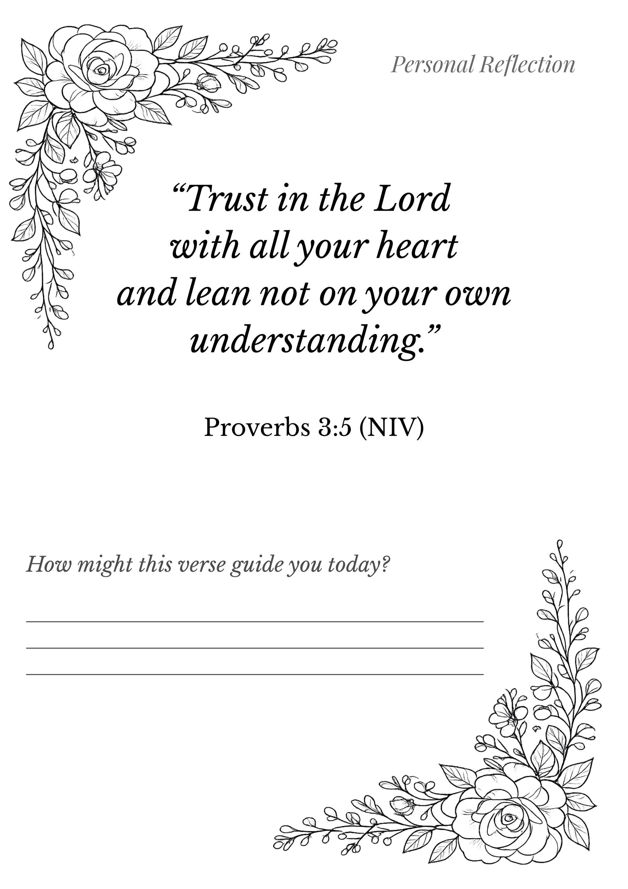 Proverbs 3:5 Scripture Reflection Printable | NIV Bible Verse ...
