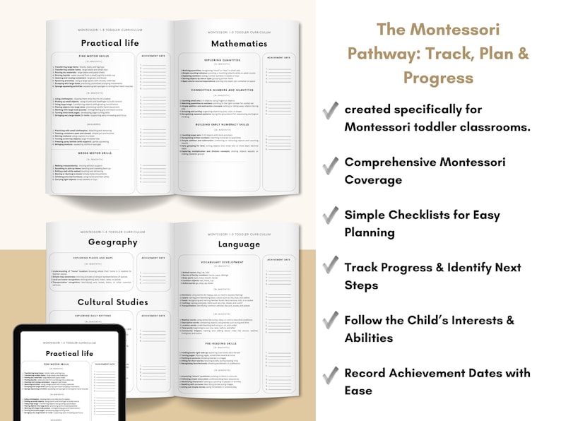 Toddler Montessori Curriculum Checklist & Tracker 1–3 | Teacher Record ...