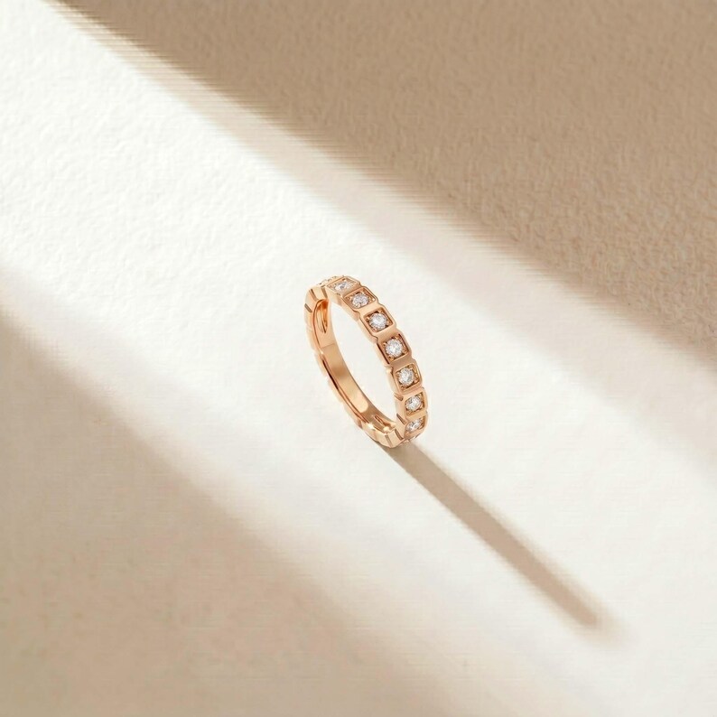 14K Solid Gold Square Bezel Ring, Geometric Moissanite Half Eternity Band, Modern Box Set Wedding Ring, Her Stacking Band, Anniversary Gift,Diamond Ring ,14k Gold Floral Diamond Ring ,Floral Cluster Diamond Ring , Minimalist Diamond Flower ,Cluster Diamond Ring ,14K Solid Gold Square Bezel Ring, Geometric Moissanite Half Eternity Band