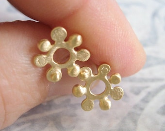 14k Solid gold stud earrings , Gold post earrings , Small gold studs