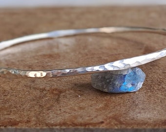 Minimalist sterling silver bangle bracelet.