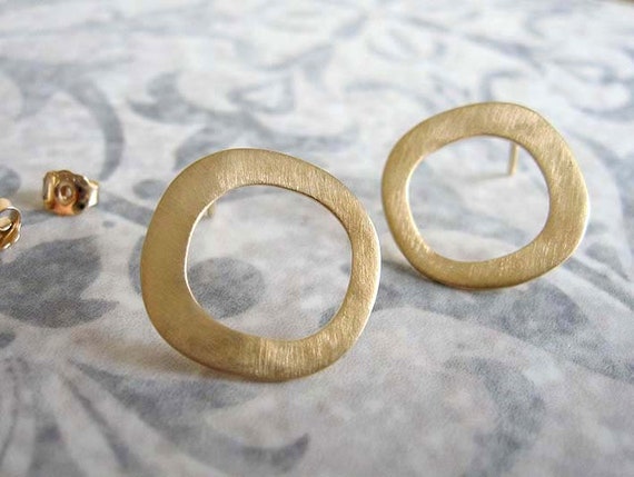 Gold Circle Stud Earrings | Etsy