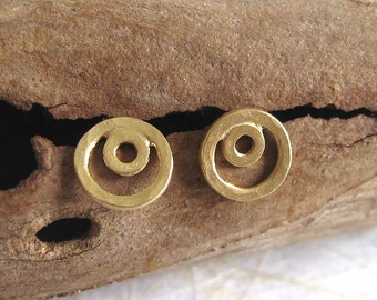 18k Gold Plated Sterling Silver Circle Stud Earrings