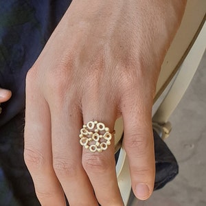 14k Gold filled flower ring , Gold lace flower ring