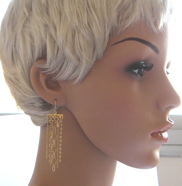 Gold Chandelier Chain Link Earrings Long Dangle Earrings Etsy