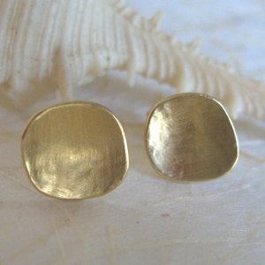 Gold square stud earrings