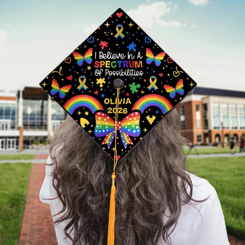 Custom Autism Awareness Graduation Cap Topper, I Believe in a Spectrum ...