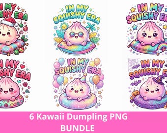 Kawaii Dumpling PNG Bundle, Birthday Dumpling Clipart, Little Dumplings Sublimation, Cute Asian Food, In My Squishy Era Design, High Quality
