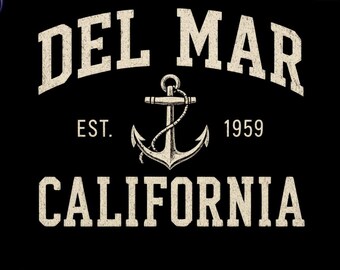 Del Mar California PNG, Vintage California Clipart, San Diego CA Design, Coastal Anchor Sublimation, Est 1959 PNG, High Quality