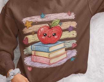 Cute Apple Books PNG SVG , Kawaii Teacher Apple PNG, Back to School Sublimation Design, Book Lover Printable, Instant Digital Download