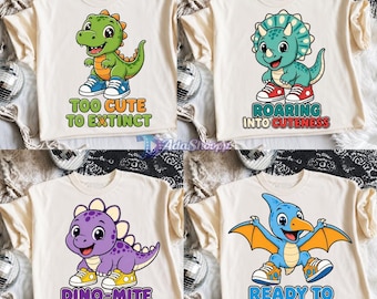 Cute Dinosaur PNG Bundle, Too Cute to Extinct Clipart, Dino-Mite Style PNG, Funny Kids Dino Clipart Set, Baby Dino Sublimation, High Quality