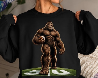 Bigfoot Football PNG, Sasquatch Football Clipart, Funny Bigfoot Sports Design, Cryptid Football Sublimation, High Quality PNG