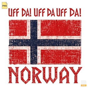 Vintage Norwegian Flag PNG, Uff Da Norway PNG, Scandinavian Heritage Sublimation Design, Nordic Pride Instant Digital Download