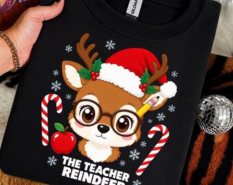 Christmas Teacher Clipart, The Teacher Reindeer PNG, Cute Reindeer Teacher Design, Holiday Teacher Sublimation, Santa Reindeer, High Quality