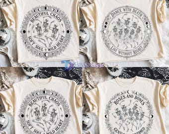 Gothic Skeleton Png Bundle, Dancing Skeleton Floral Design Set, Dark Aesthetic Sublimation Bundle, Alt Fashion Digital Download
