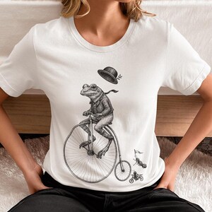 Vintage Frog Penny Farthing Bicycle PNG | Steampunk Victorian Frog Shirt Design Digital Download | Antique Bike - Bicycle Shirt