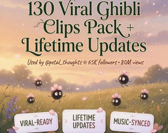 Pacchetto di 130 clip virali dello Studio Ghibli + aggiornamenti mensili a vita – Studio Ghibli Reels Magic di PetalThoughts