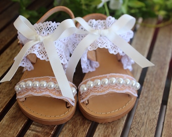 Greek Leather Sandals, Leather Flower Girl Sandals, Flower Girl Sandals, Childrens Leather Sandals, Baby Sandals, Baby Leather Sandals, Girl