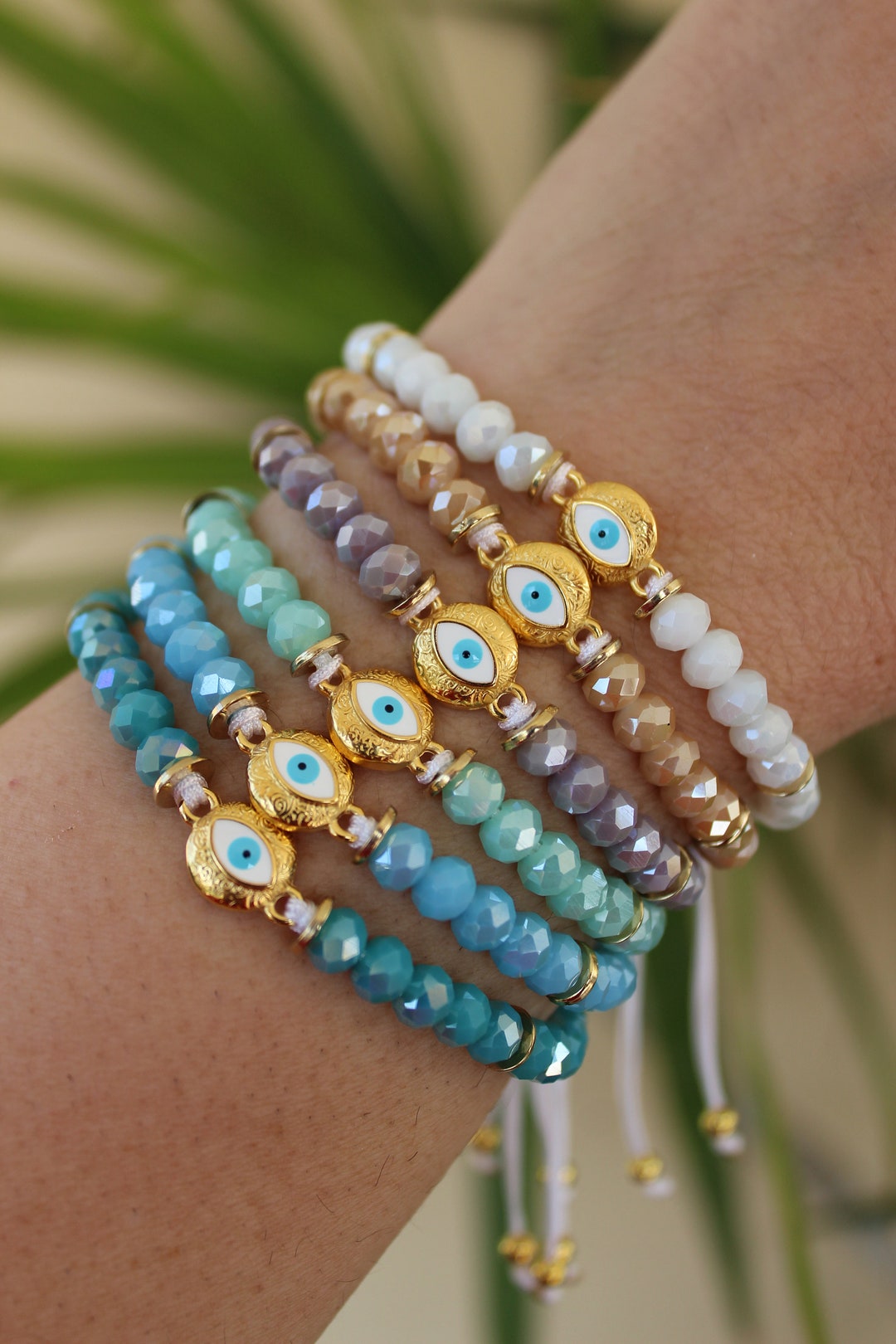 Beaded Evil Eye Bracelet Greek Evil Eye Protection Jewelry Etsy