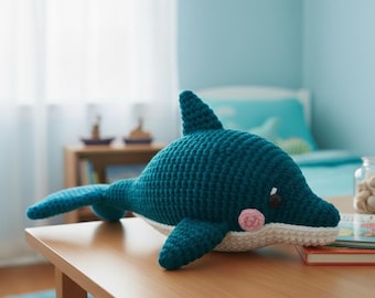 2 in 1 イルカのかぎ針編みパターン、イルカのぬいぐるみのパターン