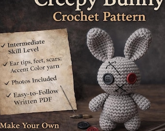 Creepy Bunny Crochet Pattern | Gothic Voodoo Amigurumi (PDF Pattern)